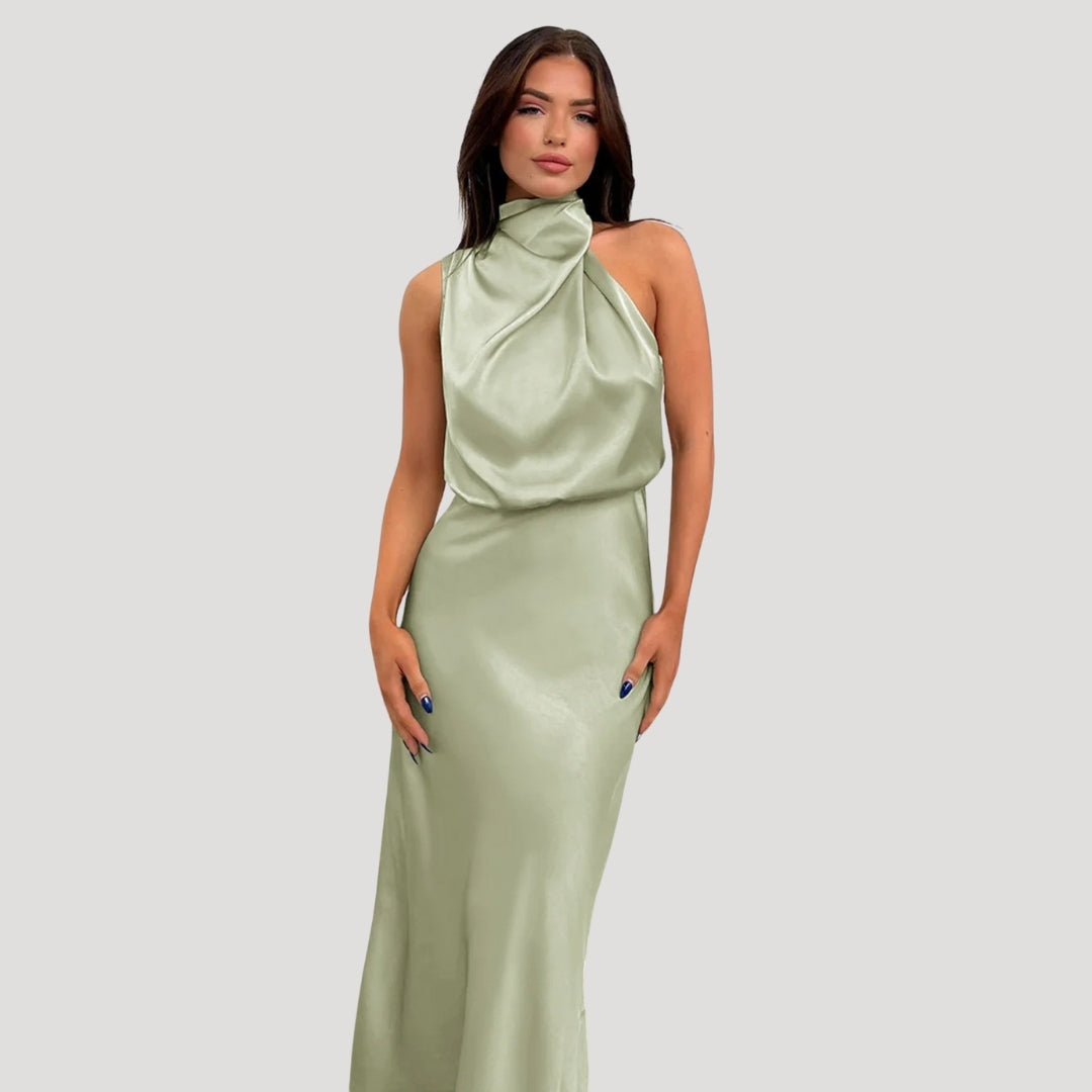 Satin Maxi Dress – Halter Neck – Elegant Wedding Guest Look 3