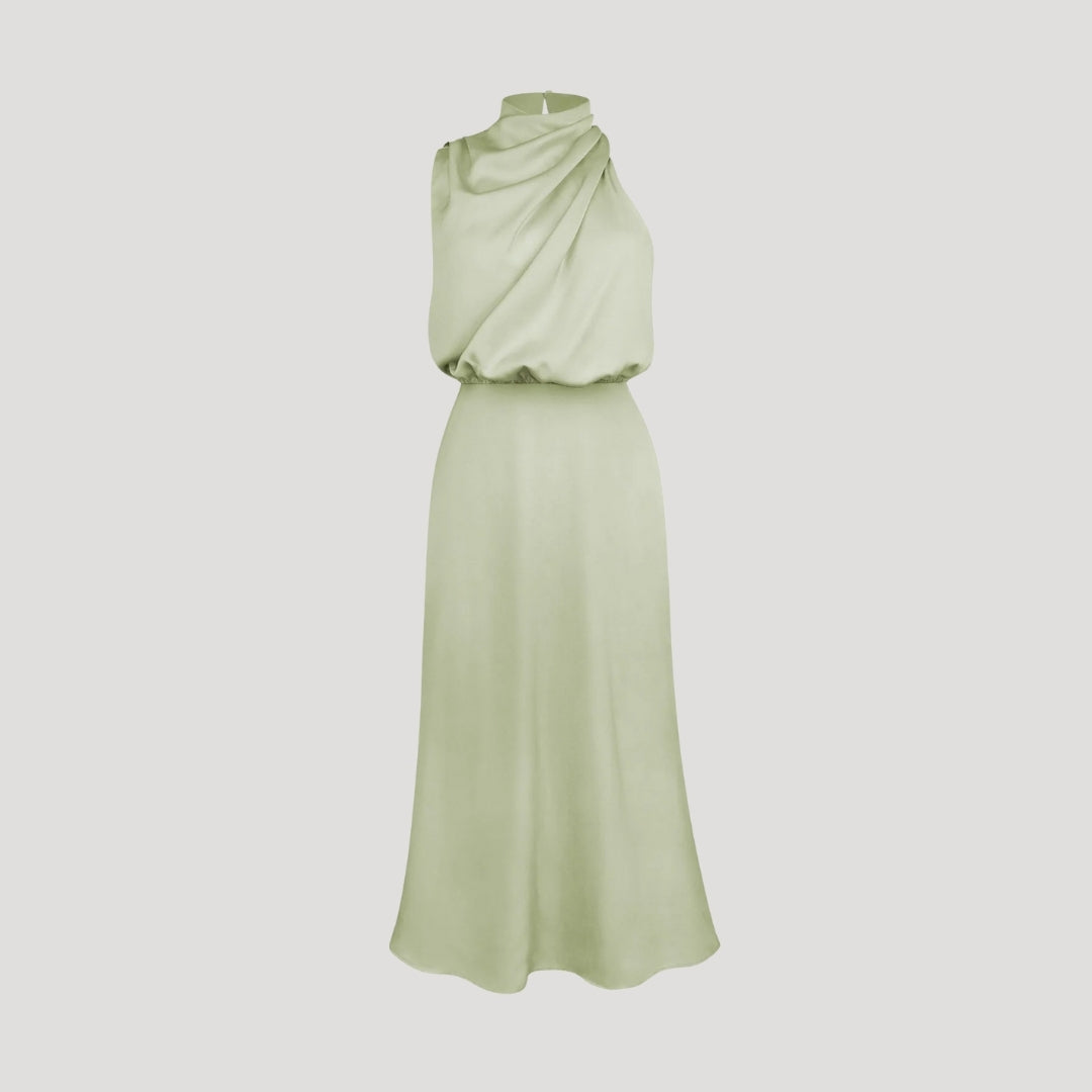 Satin Maxi Dress – Halter Neck – Elegant Wedding Guest Look 6