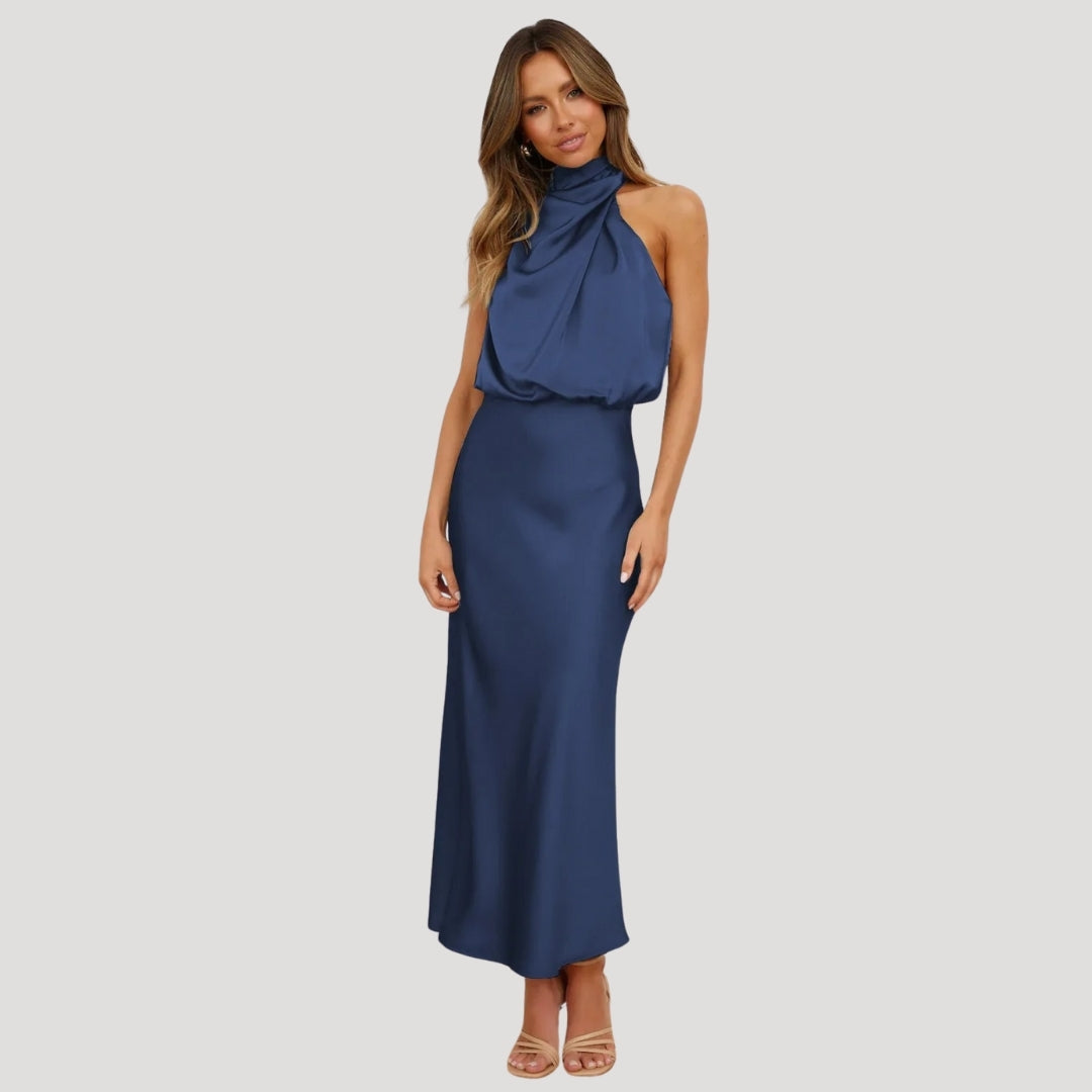 Satin Maxi Dress – Halter Neck – Elegant Wedding Guest Look 8