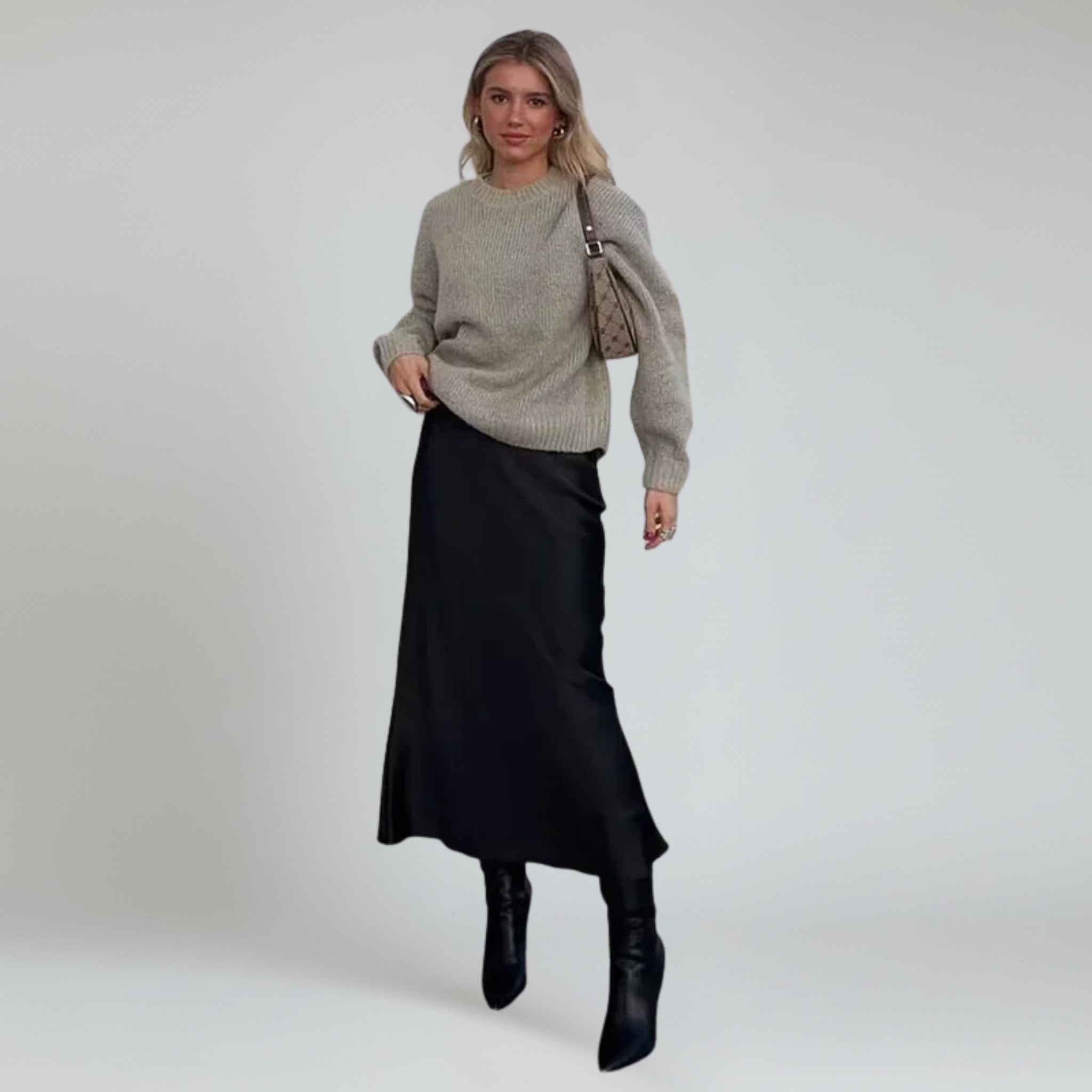 White Satin Midi Skirt for Women - High-Waisted, Flattering Design, Elegant Versatile Style - 1