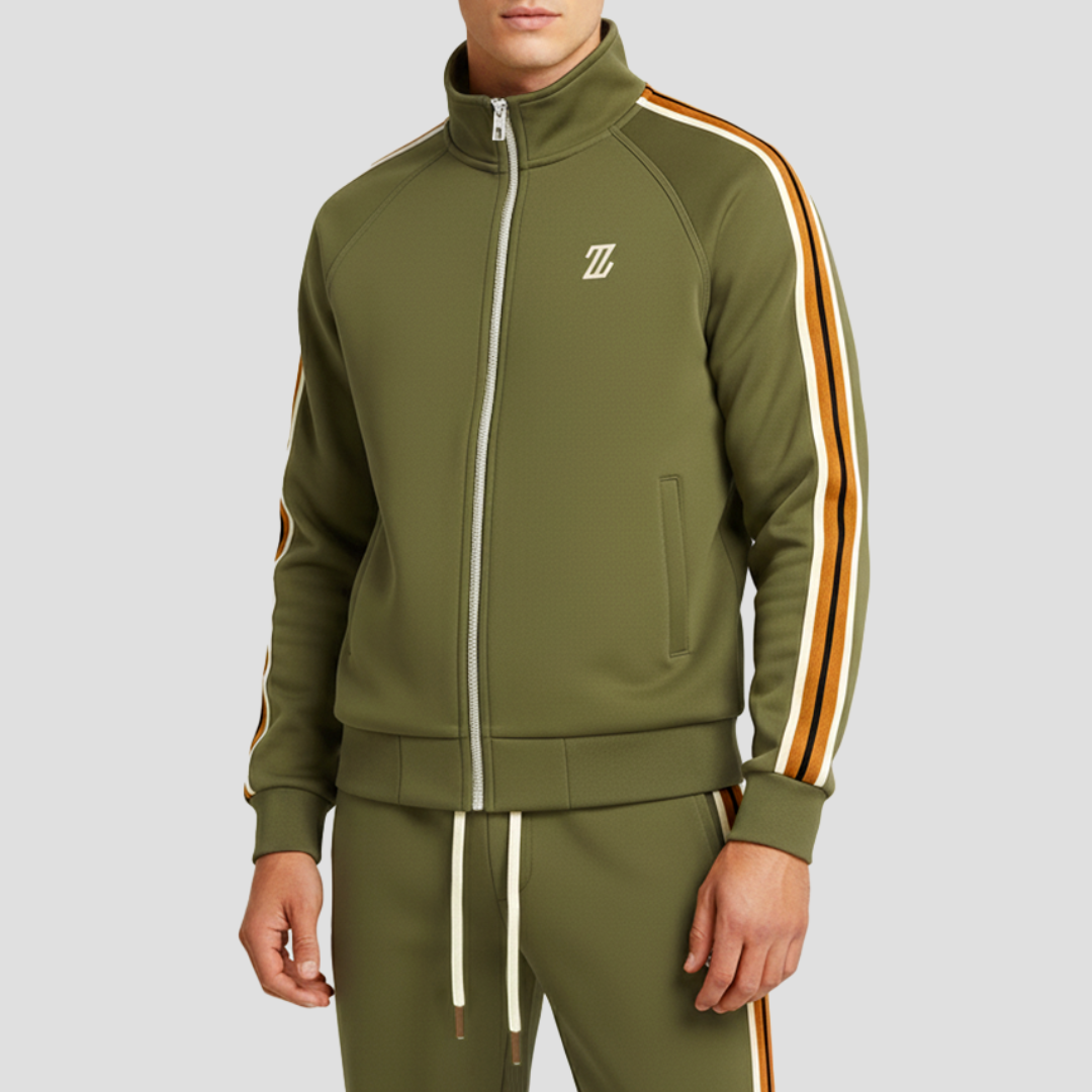 Set – Mens – All Season – Men's Tracksuit Set in Breathable Fabric with Striped Design – Montford Co 0