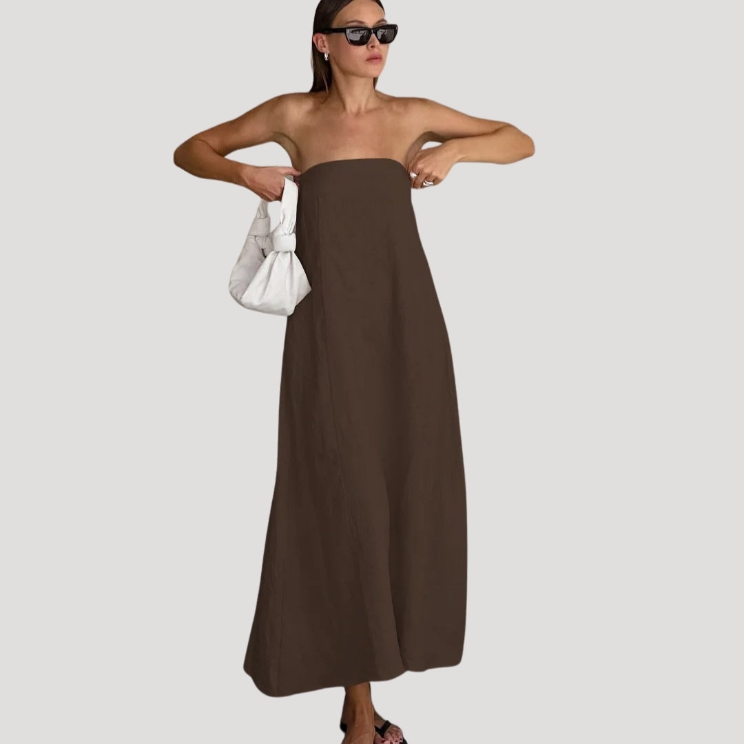 Strapless Maxi Dress – Breathable Linen – Effortless Summer Style 10