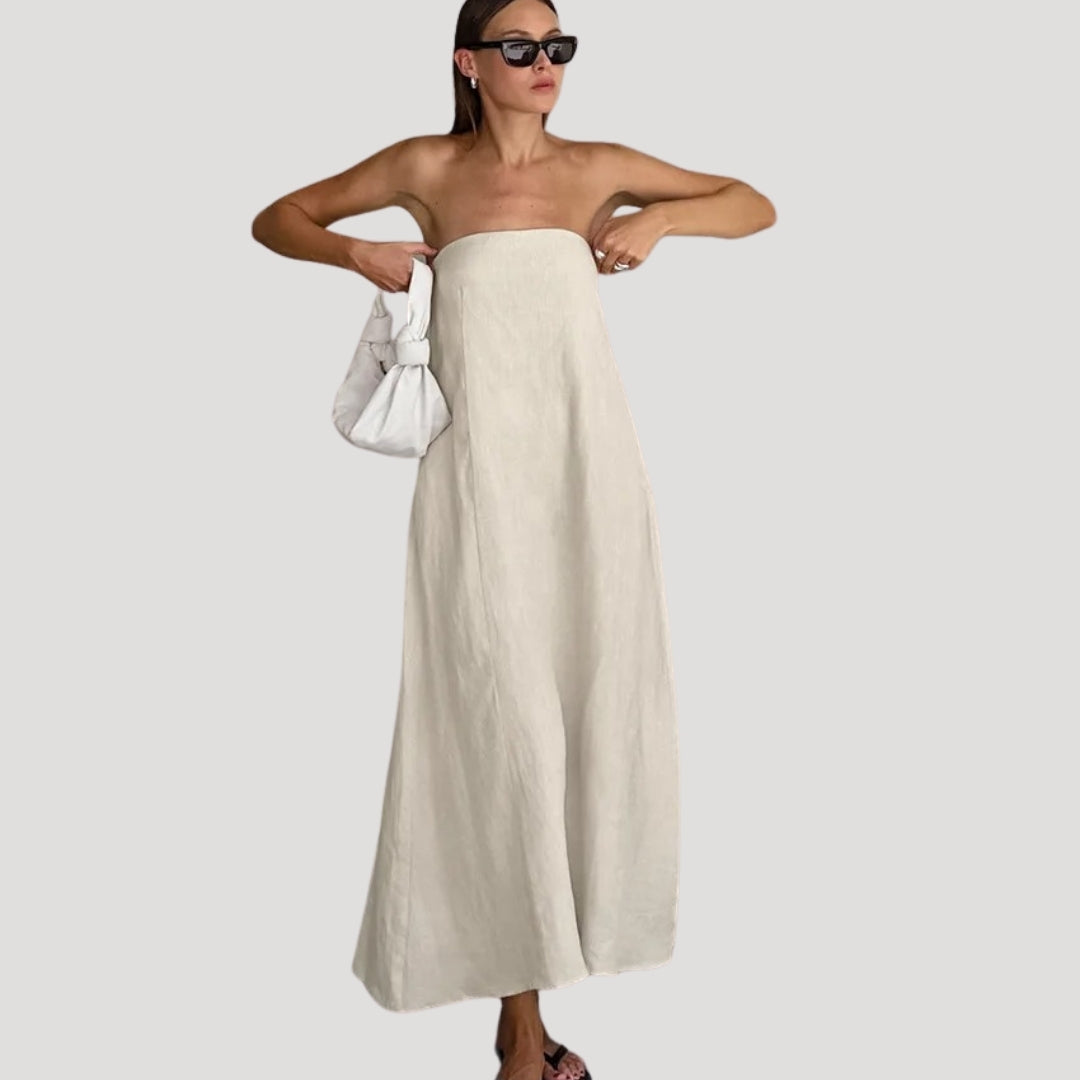 Strapless Maxi Dress – Breathable Linen – Effortless Summer Style 2