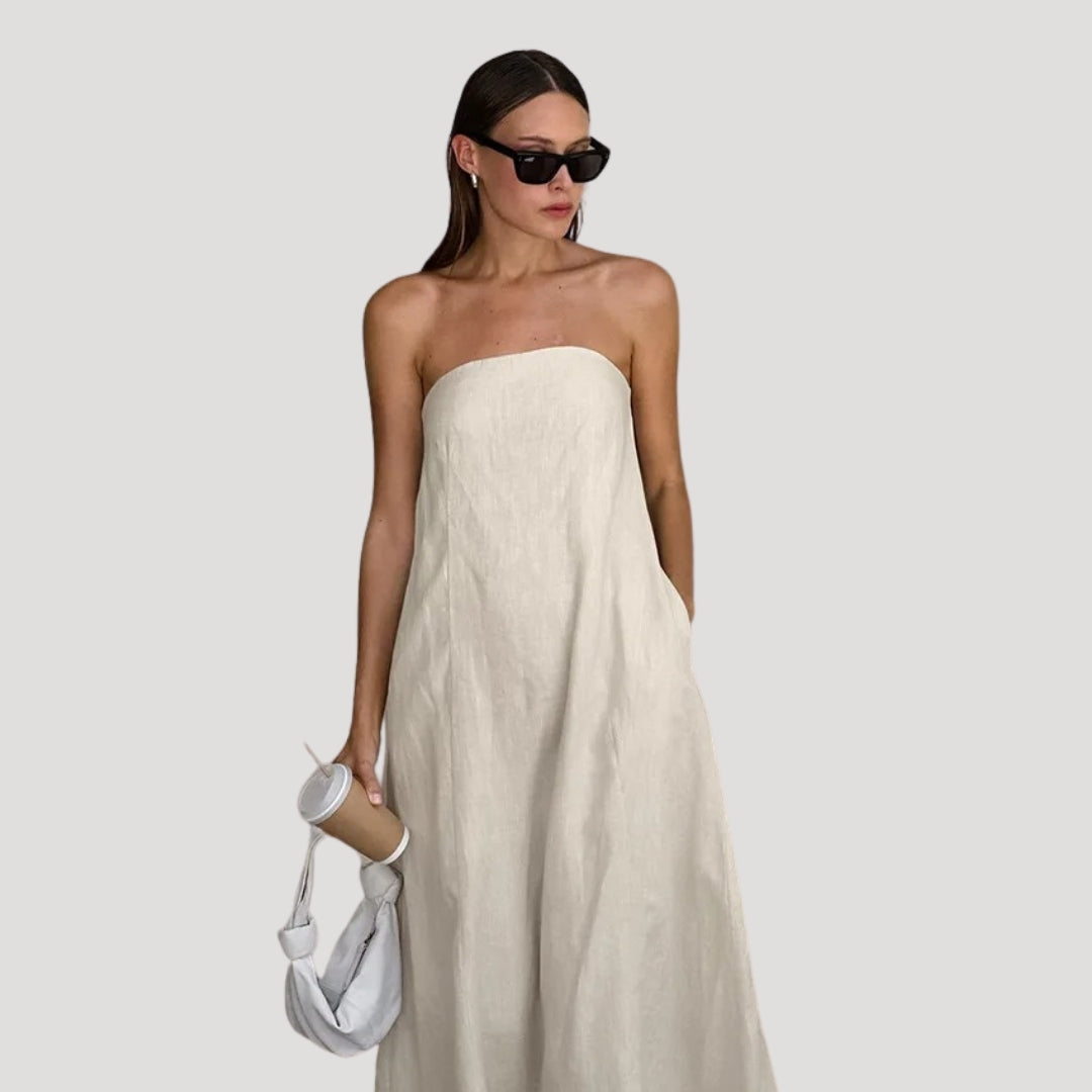 Strapless Maxi Dress – Breathable Linen – Effortless Summer Style 3