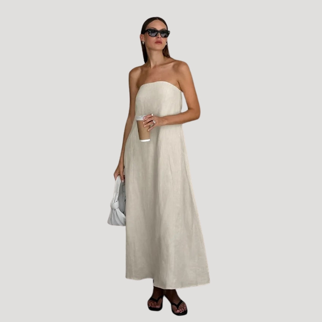 Strapless Maxi Dress – Breathable Linen – Effortless Summer Style 7