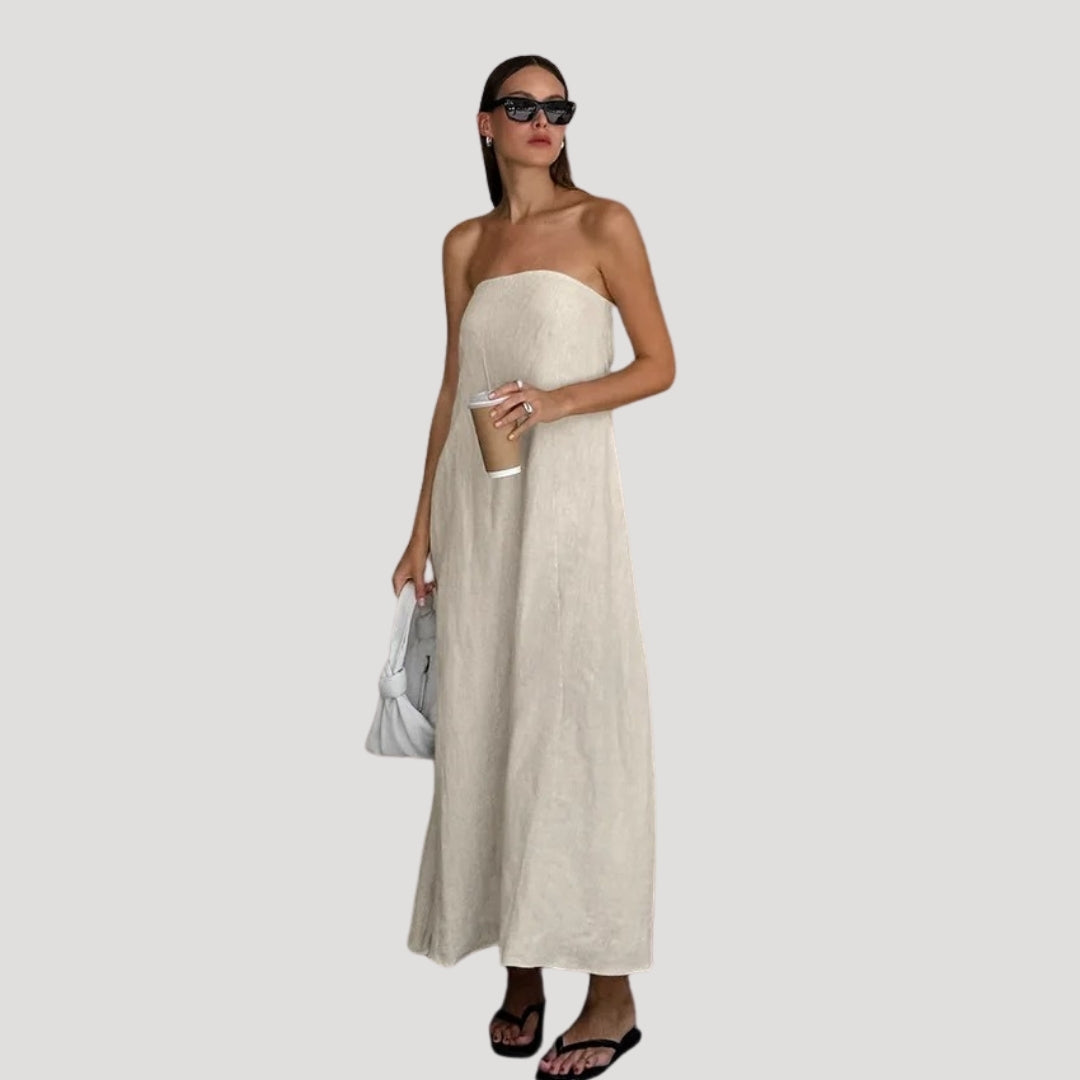 Strapless Maxi Dress – Breathable Linen – Effortless Summer Style 8