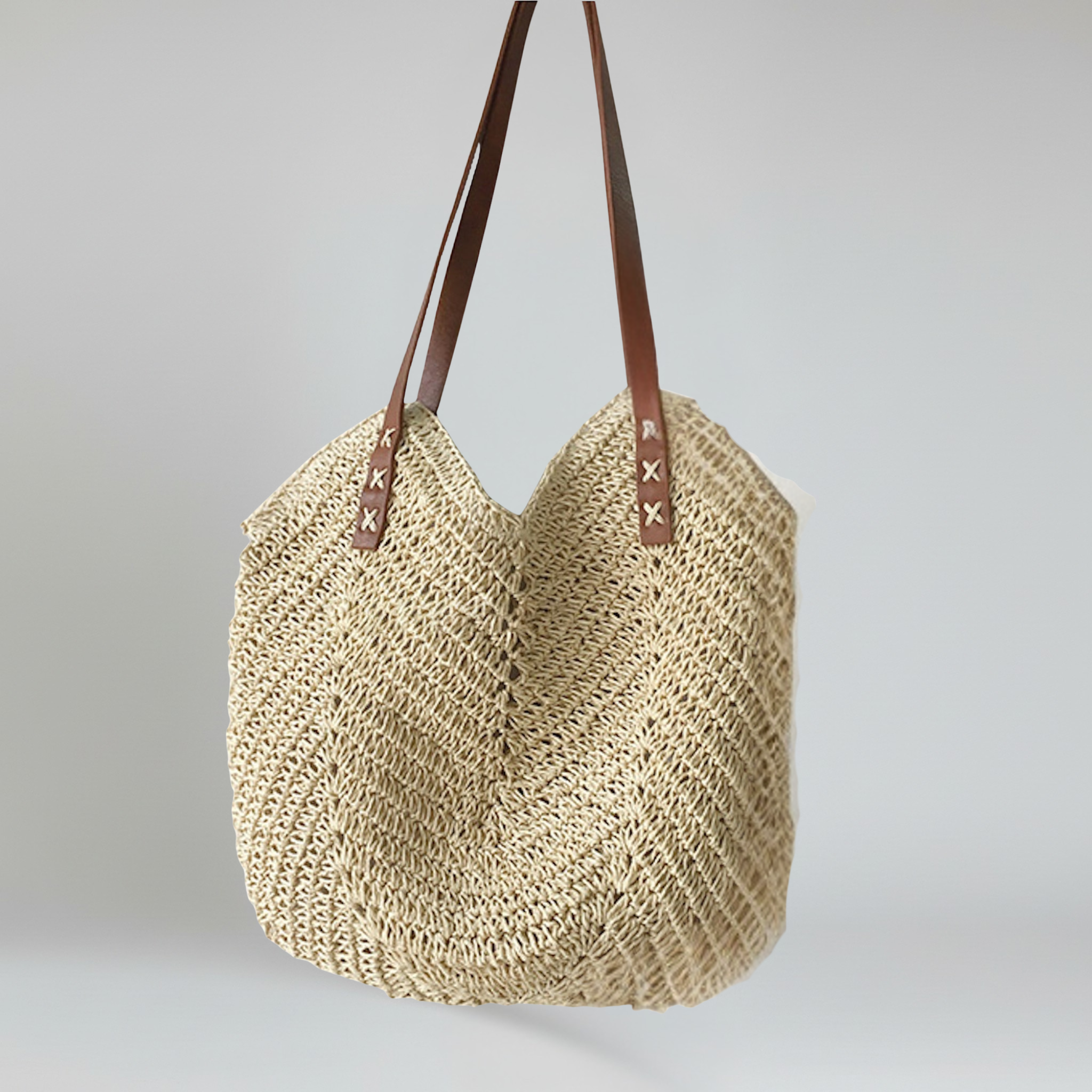 Straw Tote Bag – Woven Design – Boho Beach Style