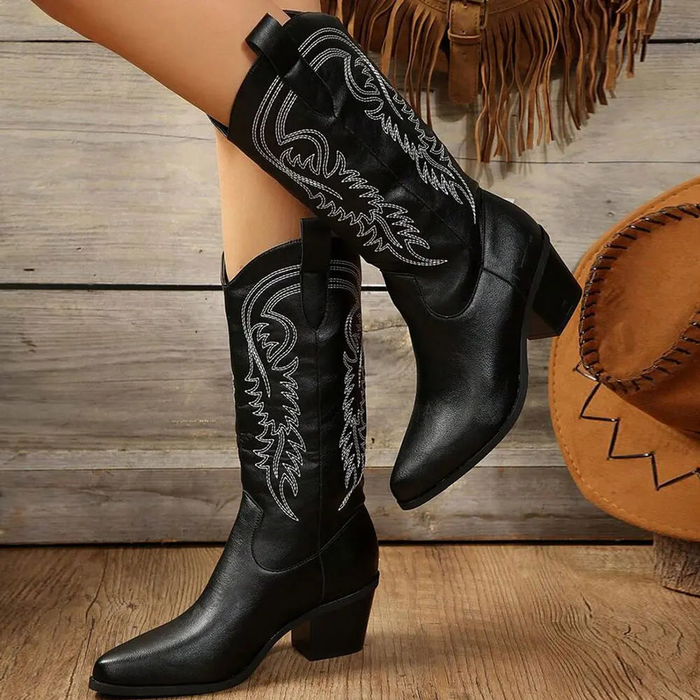 Stylish vintage block heeled boots for women 3