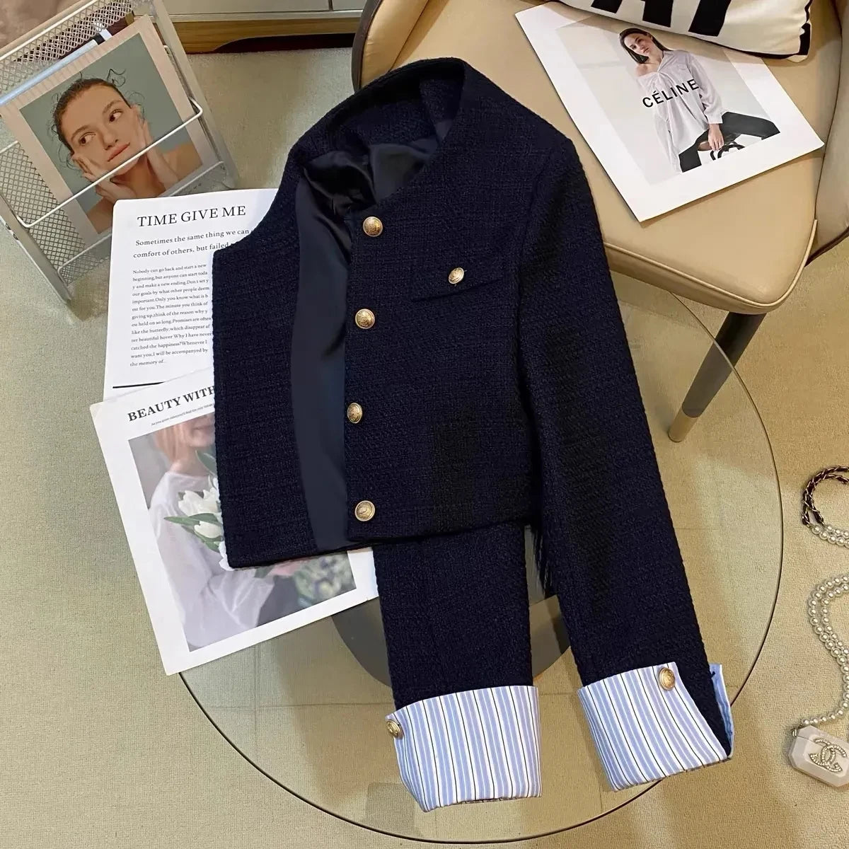 Suit Jacket – Splicing Design – Chic Office or Casual Look 3