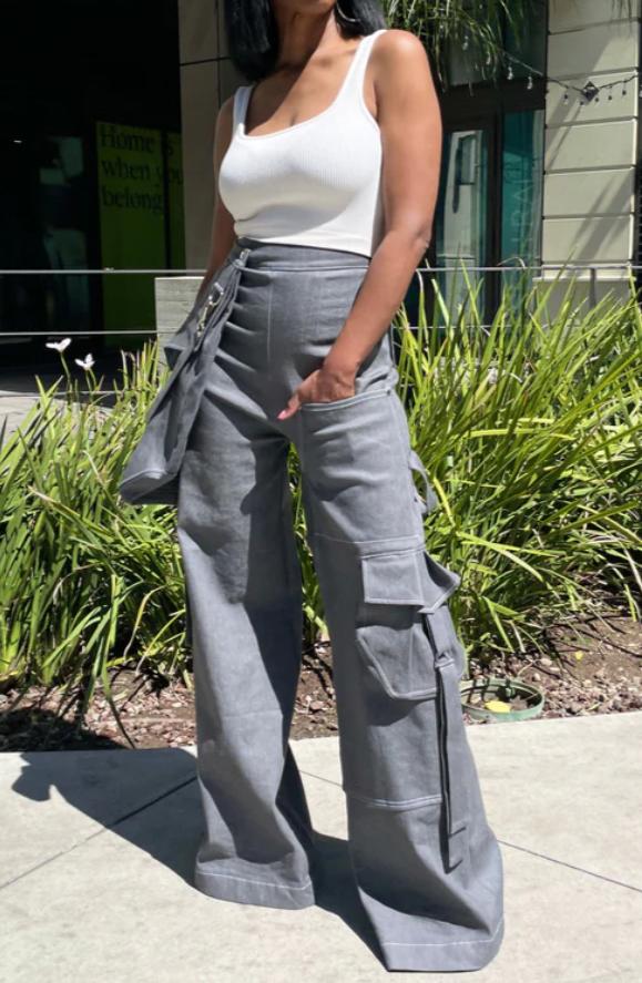 Cargo Pants – Detachable Pocket Detail – High Waist Street Look