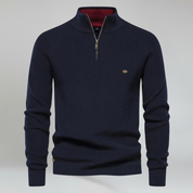 Top – Mens – Autumn & Winter – Men's Half Zip Jumper in Wool Blend – Montford Co