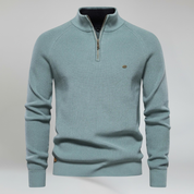 Top – Mens – Autumn & Winter – Men's Half Zip Jumper in Wool Blend – Montford Co