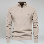 Top – Mens – Autumn & Winter – Men's Half Zip Jumper in Wool Blend – Montford Co