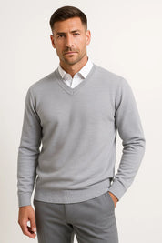 Top – Mens – All Season – Men's V-Neck Slim Fit Pullover Sweater – Montford Co 1