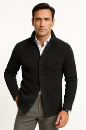 Top – Mens – Autumn & Winter – Men's Black Cardigan – Montford Co 0