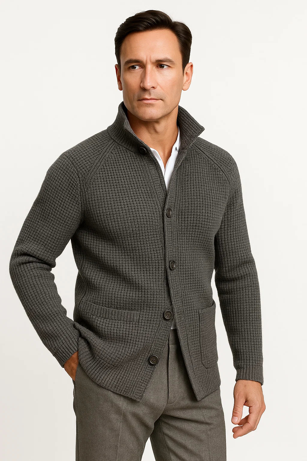Top – Mens – Autumn & Winter – Men's Black Cardigan – Montford Co 3