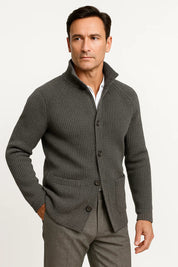 Top – Mens – Autumn & Winter – Men's Black Cardigan – Montford Co 3