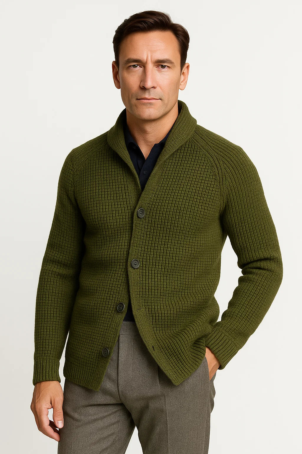 Top – Mens – Autumn & Winter – Men's Black Cardigan – Montford Co 4