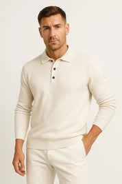 Top – Mens – Autumn & Winter – Men's Merino Wool Polo Sweater Long Sleeve Classic Knit – Montford Co 2