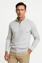 Top – Mens – Autumn & Winter – Men's Quarter Zip Sweater Cotton Blend Classic Fit – Montford Co 5