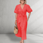 V Neck Cotton Dress