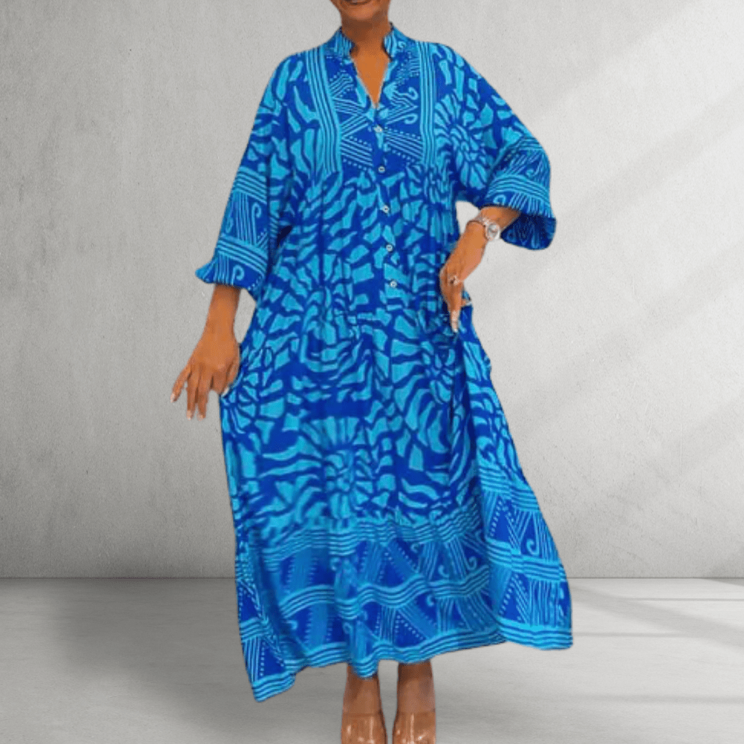Vneck Printed Loose Dress