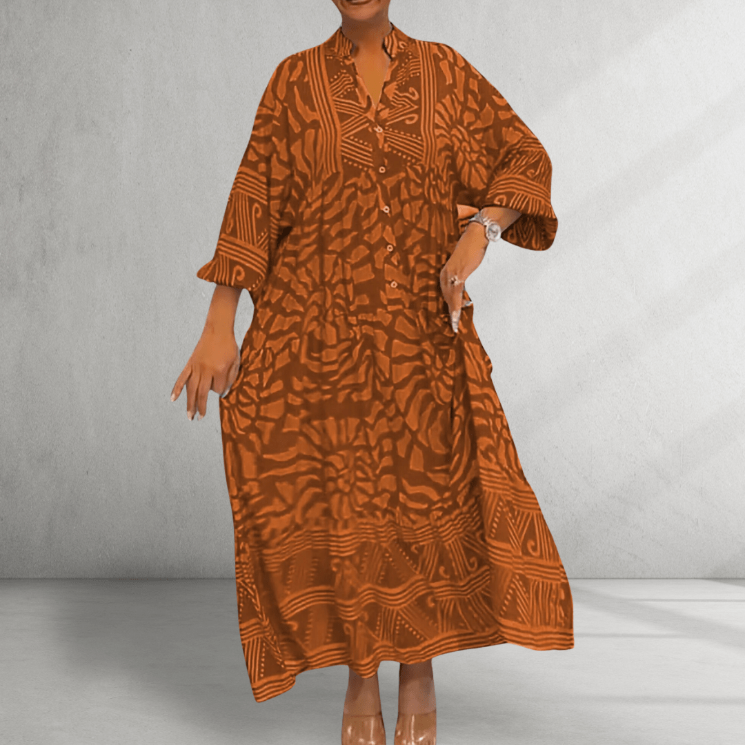 Vneck Printed Loose Dress