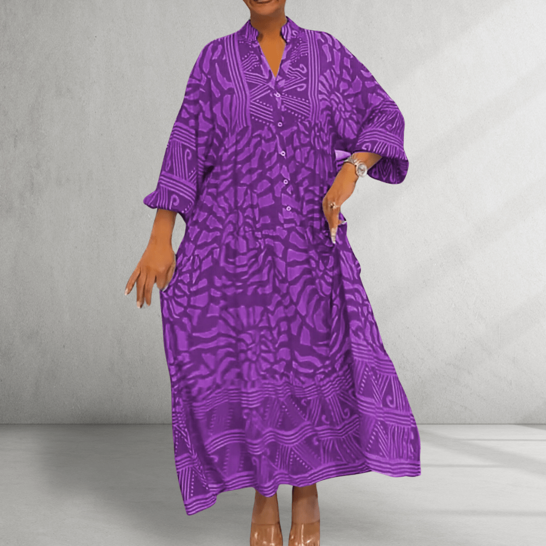 Vneck Printed Loose Dress