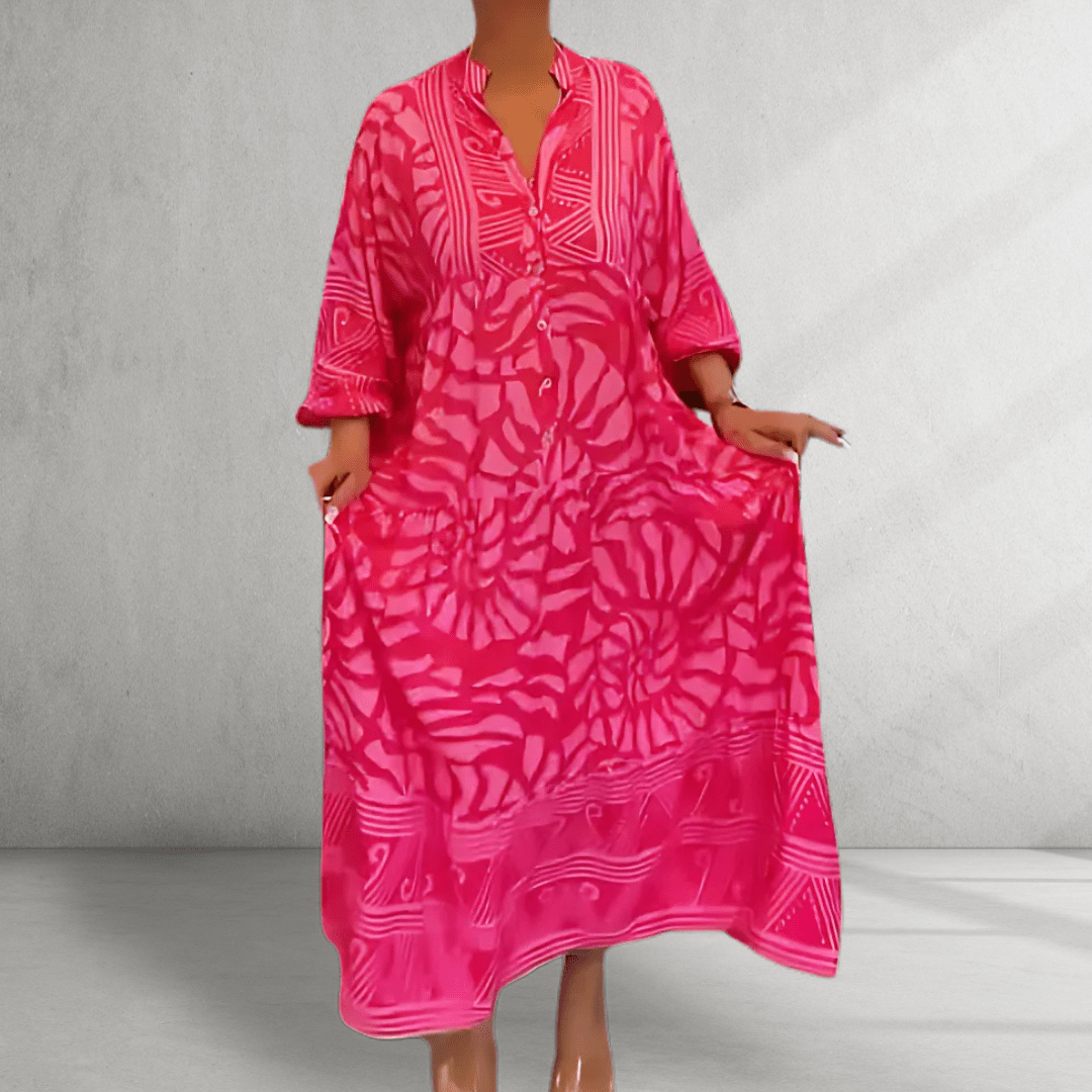 Vneck Printed Loose Dress