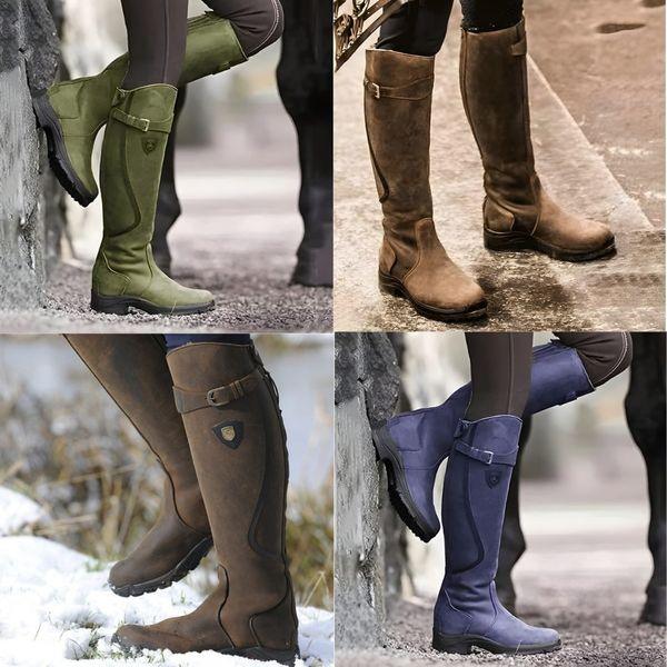 Waterproof Leather Winter Riding Boots for Women 1