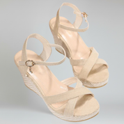 Wedge Sandals – Strappy Design & Braided Sole – Summer Dress Style