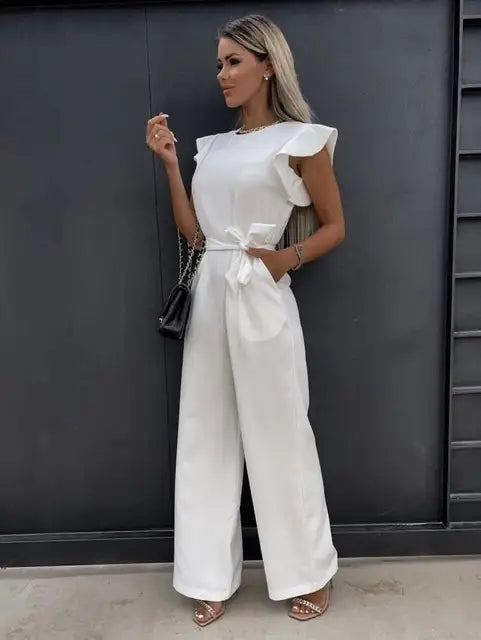 Wide-Leg Jumpsuit – Ruffle Sleeves – Effortless Chic Style 5