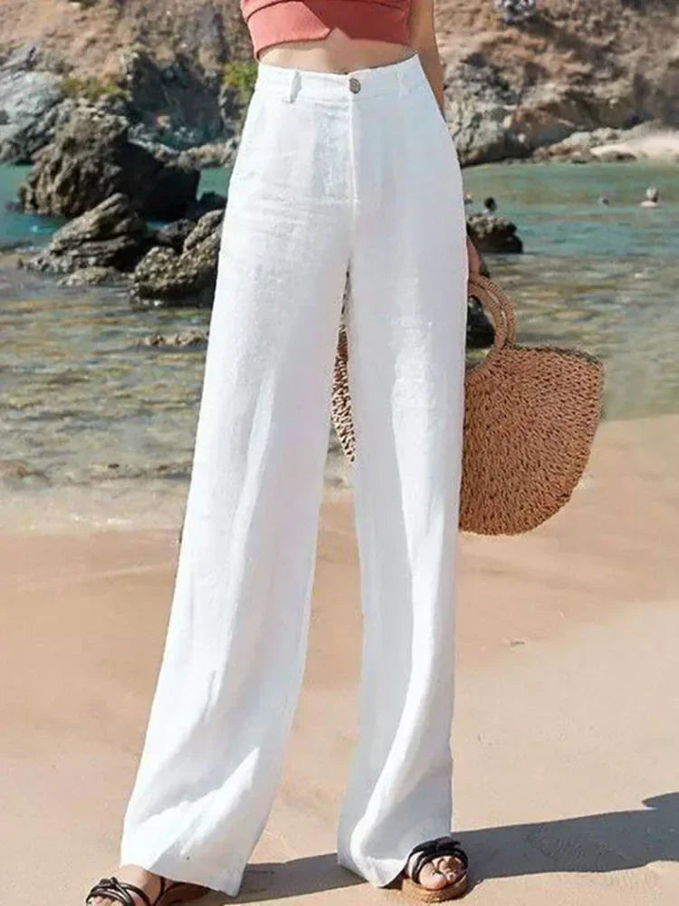 Wide Leg Linen Pants – High Waist – Effortless Summer Style 0