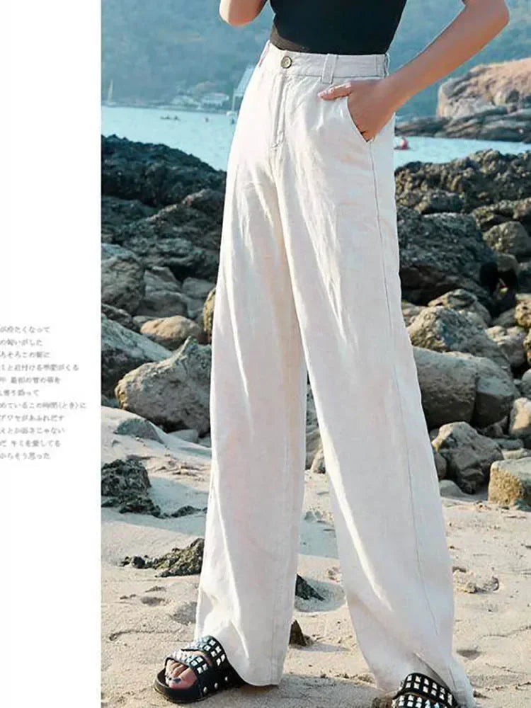 Wide Leg Linen Pants – High Waist – Effortless Summer Style 2