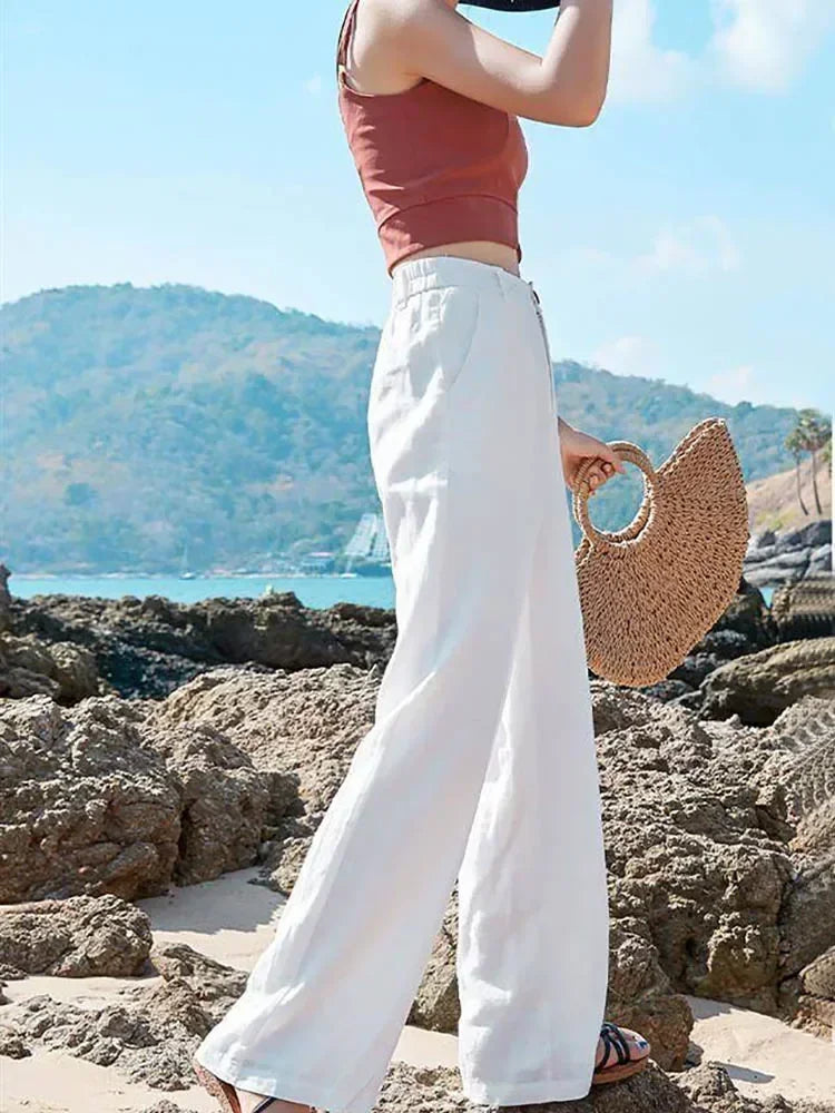 Wide Leg Linen Pants – High Waist – Effortless Summer Style 3