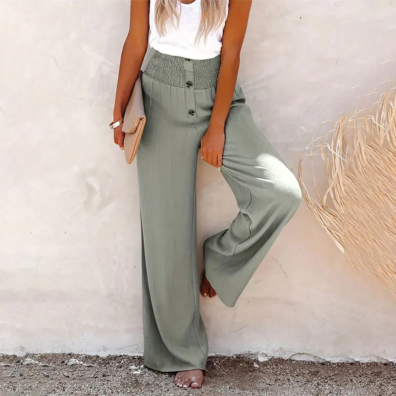 Wide Leg Trousers – Cotton Linen Blend – Casual Summer Style 1