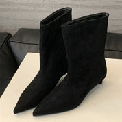 Women's Black Ankle Boots Size 38 Vintage Pointed Toe Low Heel 6