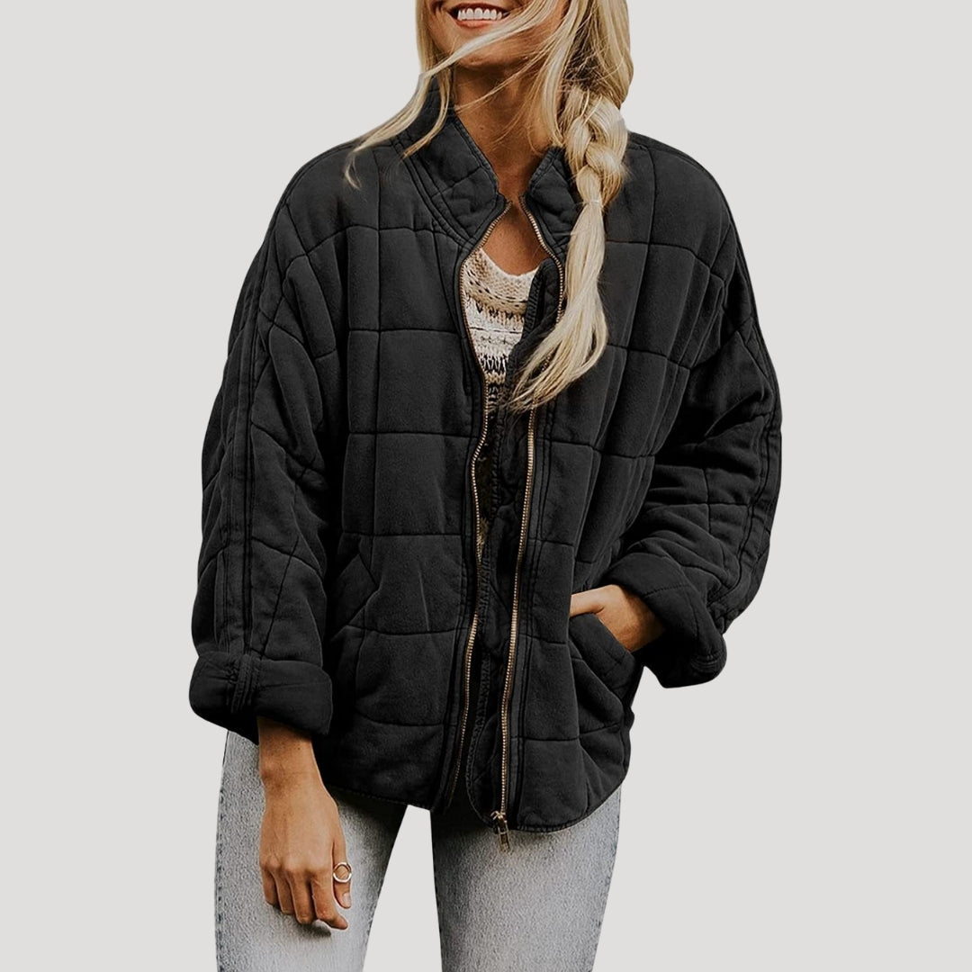 Women's Black Puffer Jacket Size M Quilted Polyester 5