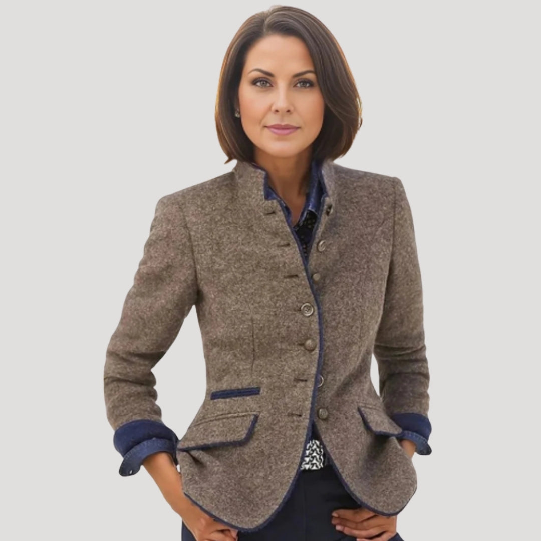 Women's Blazer Coat Grey Size M Wool Blend 0