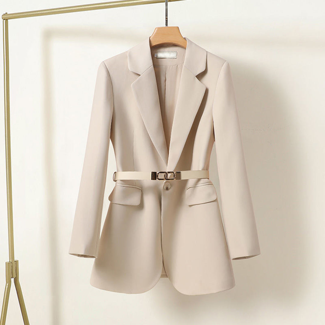 Women’s Blazer – Relaxed Fit – Belted Waist – Single Button 0