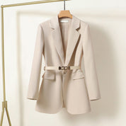 Women’s Blazer – Relaxed Fit – Belted Waist – Single Button 0