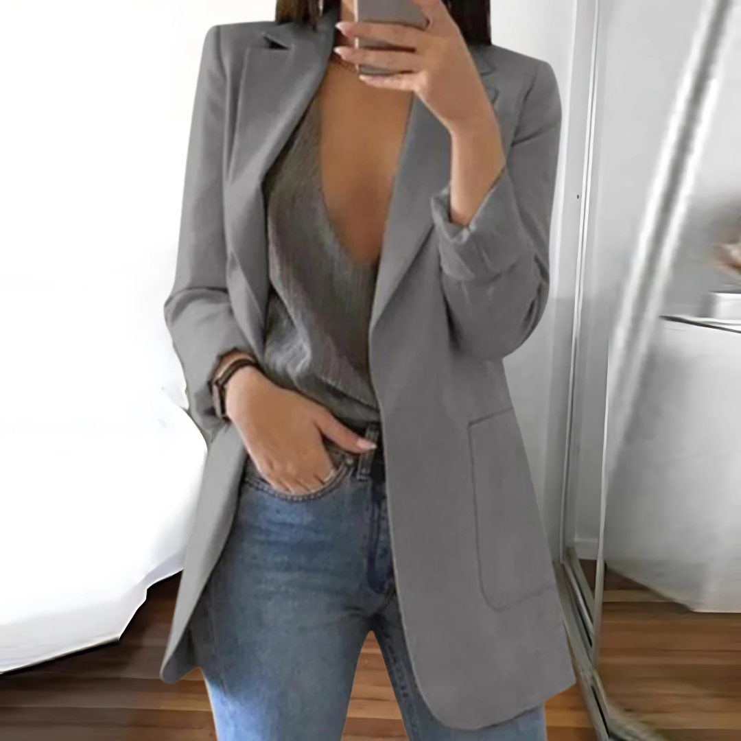 Women’s Blazer – Tailored Fit – Notched Lapel – Single-Breasted – Hip Length Wool Blend 1