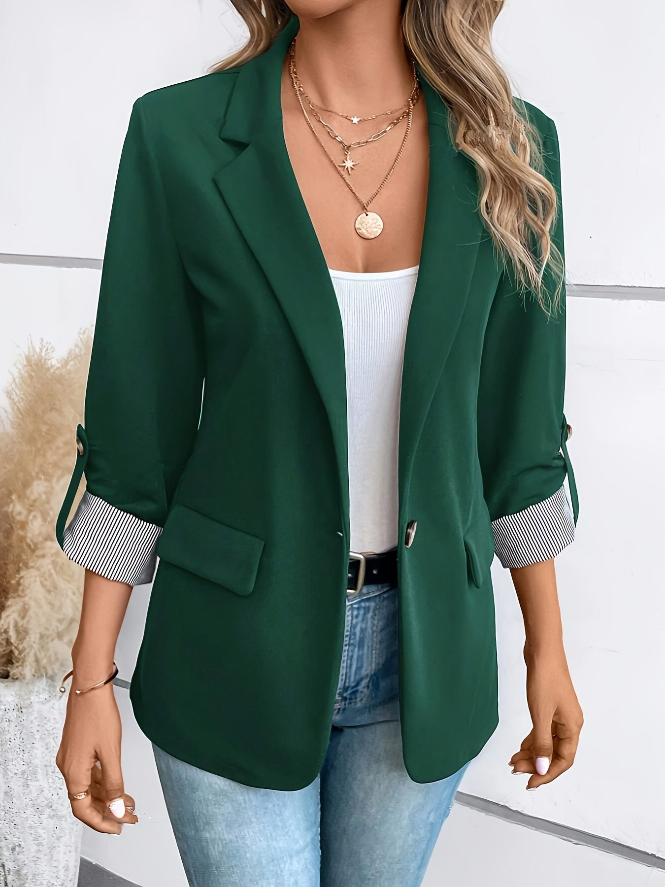 Women’s Blazer – Tailored Fit – Single-Breasted – Notched Lapel – Rolled Sleeve Detail 2