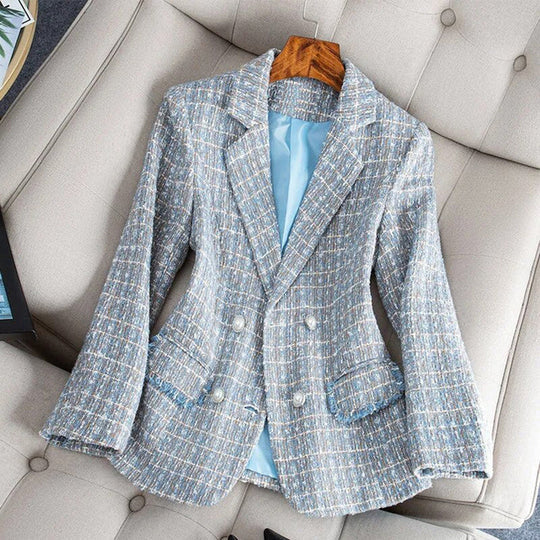 Women’s Blazer – Tailored Fit – Tweed Fabric – Double-Breasted – Notched Lapel 1