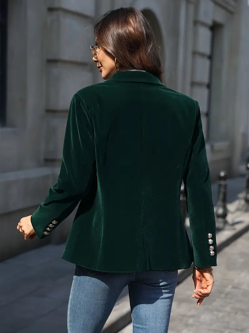 Women’s Blazer – Tailored Fit – Velvet Finish – Single-Breasted with Notched Lapels 1