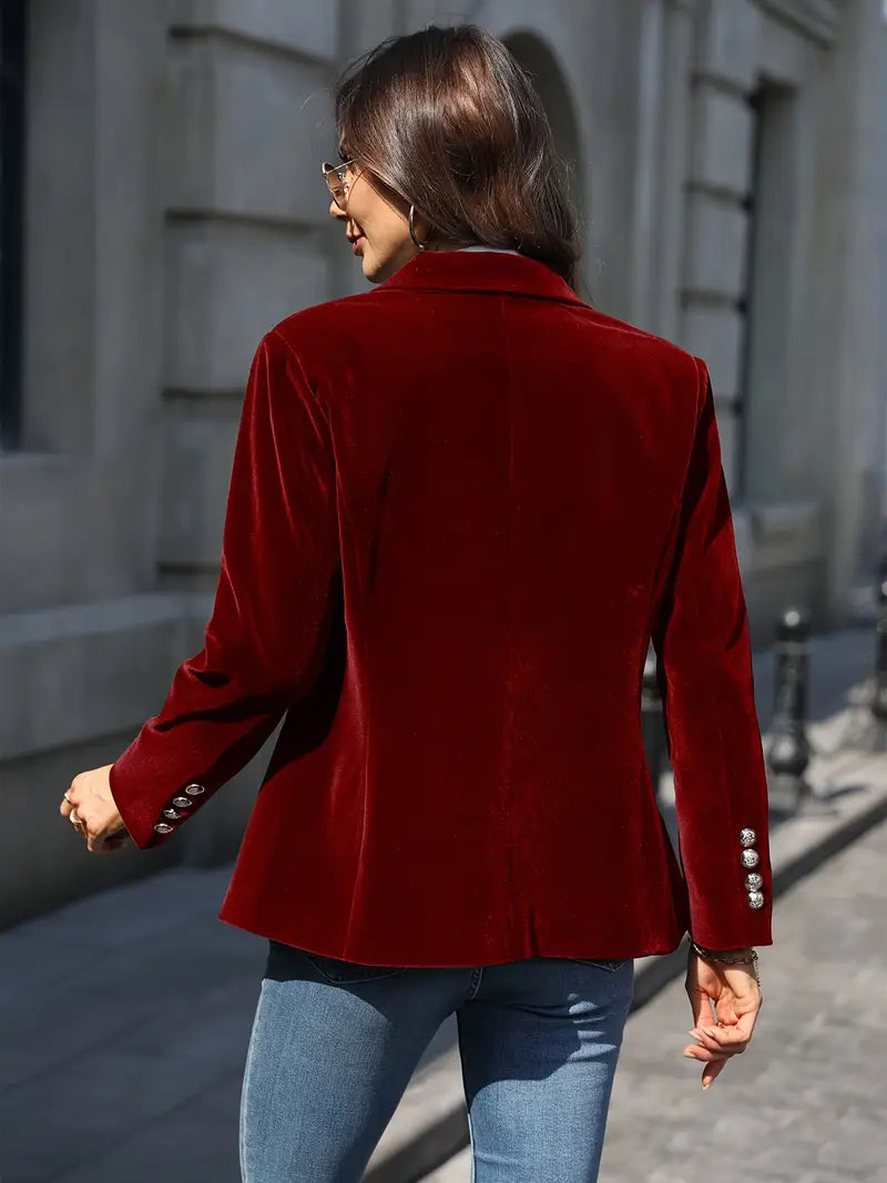 Women’s Blazer – Tailored Fit – Velvet Finish – Single-Breasted with Notched Lapels 6