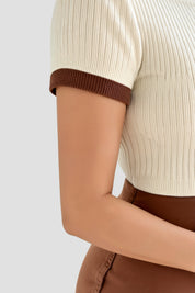 Women's Color Block Polo Shirt with Notched Collar 5