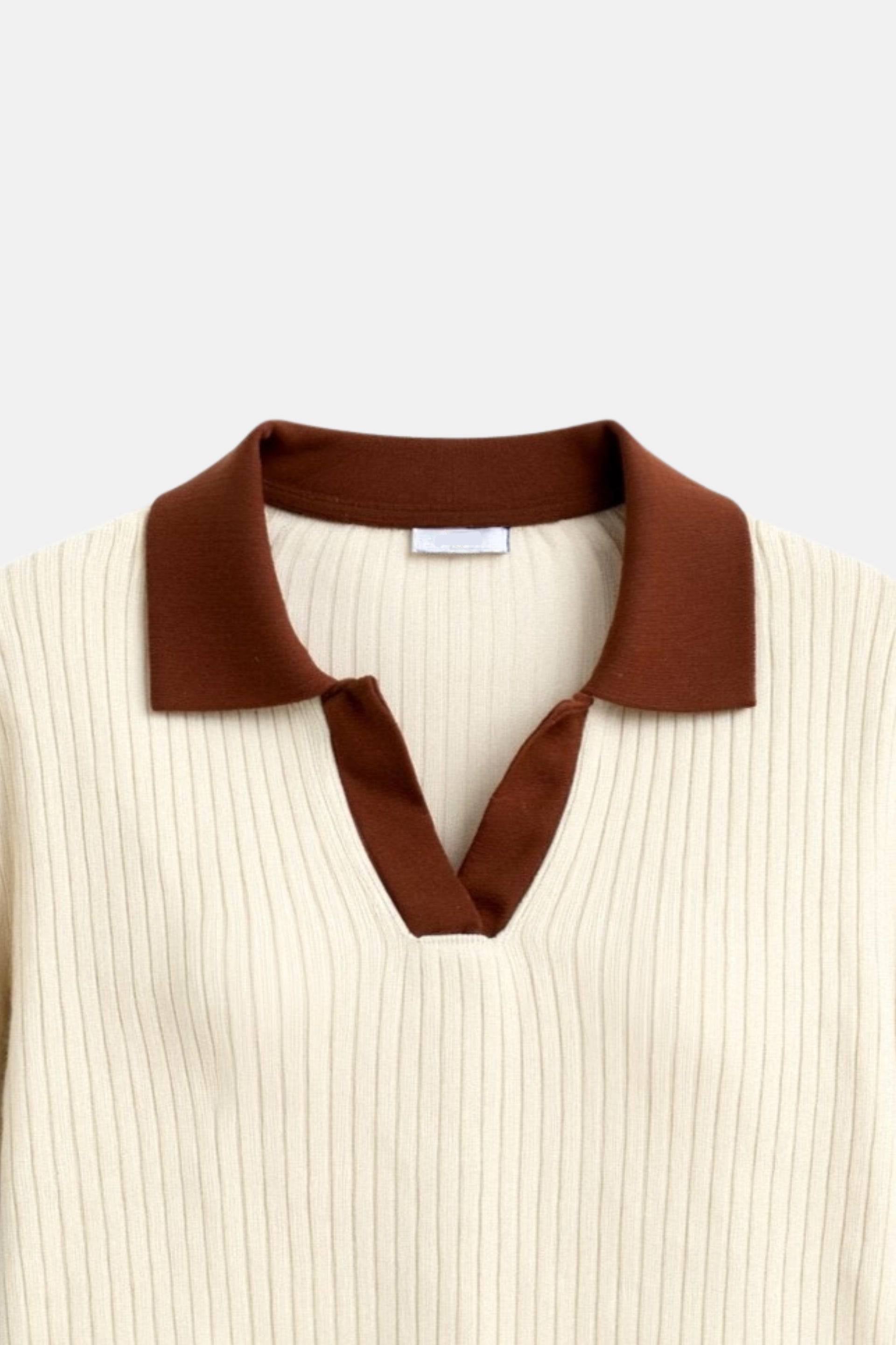 Women's Color Block Polo Shirt with Notched Collar 6