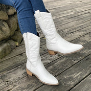 Women’s Cowboy Boots – Mid Calf – Western Stitching – Pointed Toe – Side Zipper Pull Tabs 4