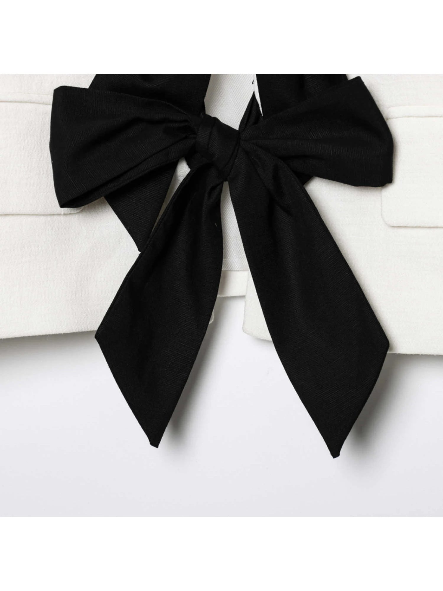 Women's Cropped Blazer White Size M Cotton with Bow Detail 2
